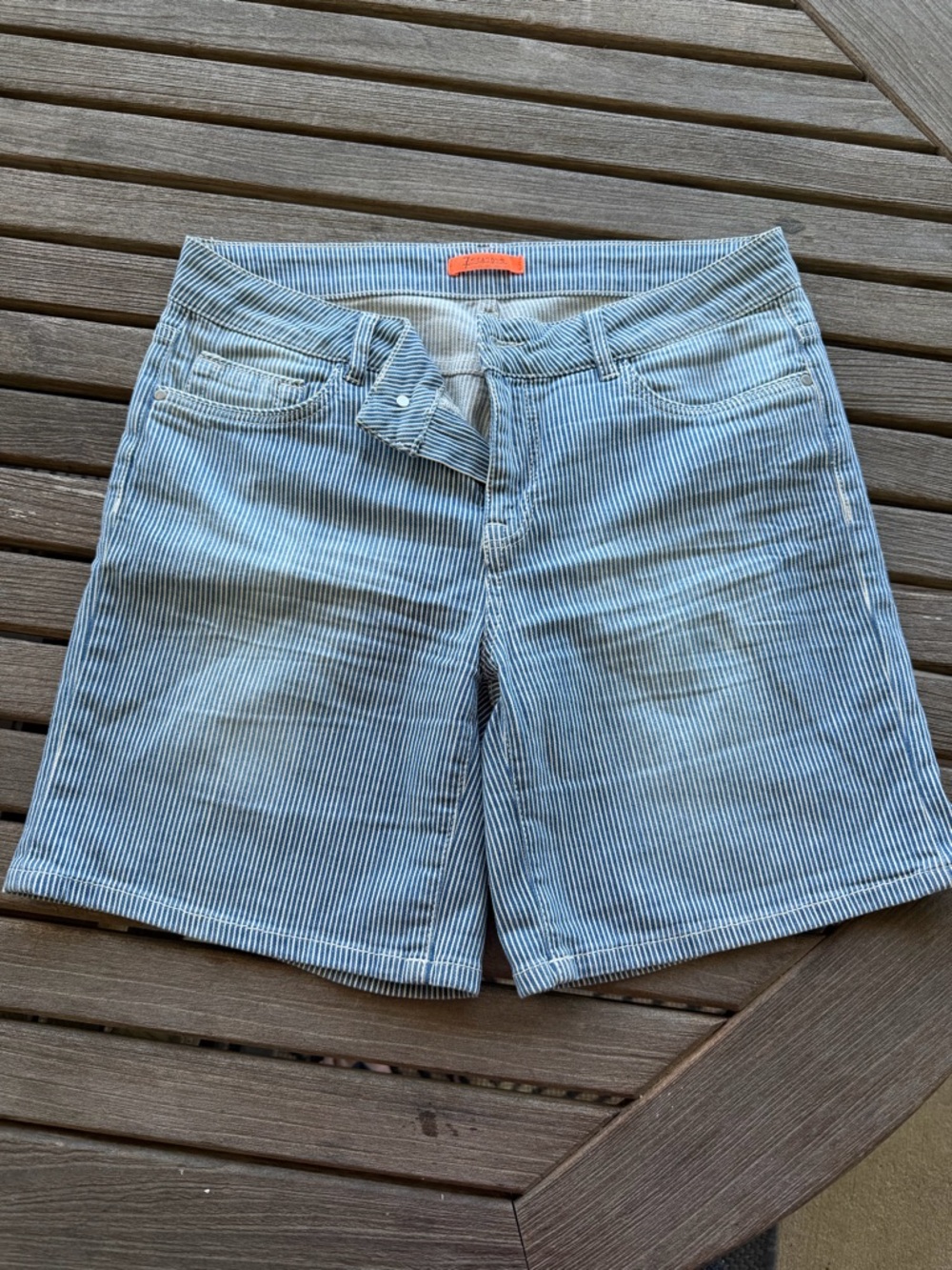 Light Blue Pinstripe Cotton Bermuda